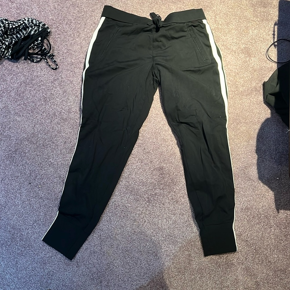 White striped track pants